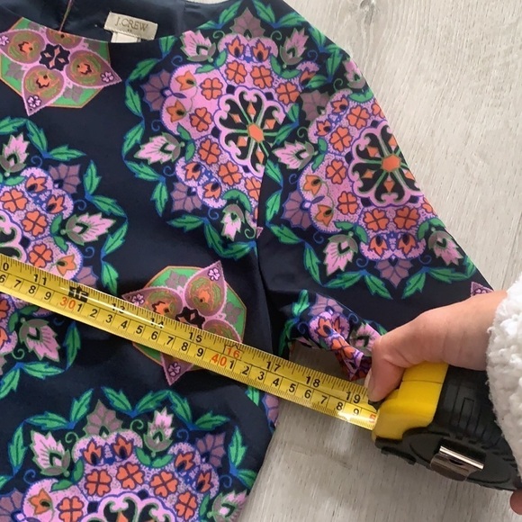 J. Crew Factory Navy purple Floral Shift Dress Sz 2 career or casual midi party - Picture 10 of 12